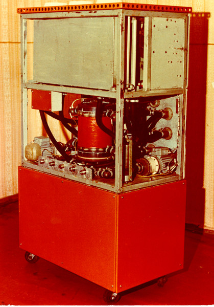 ELCHA-003 device designed and manufactured by VM. Bakhir in 1986 in the Scientific production association VOSTOK, Tashkent, for production of electrochemically activated anolyte and catholyte in manufacturing processes of printed circuit boards, galvanic production.